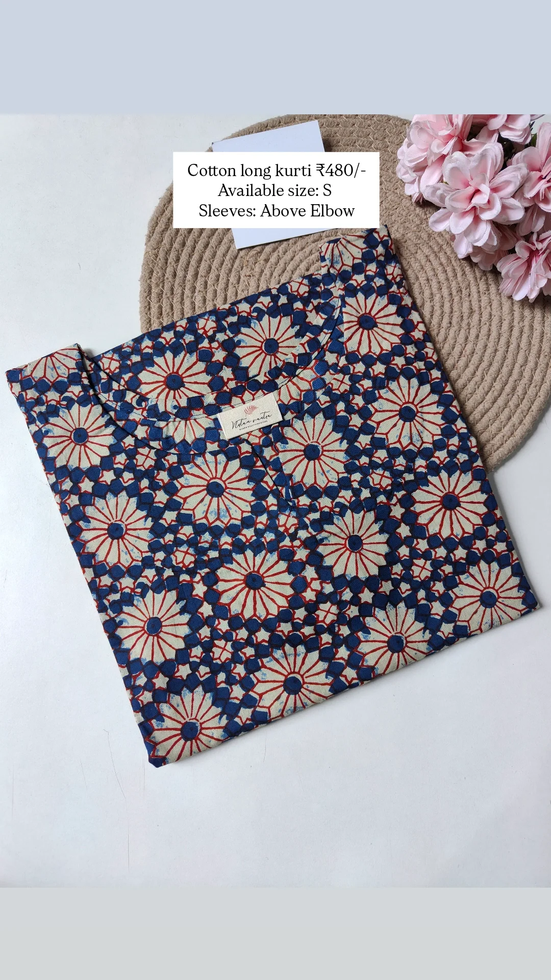 Ready to ship Cotton long straight kurti