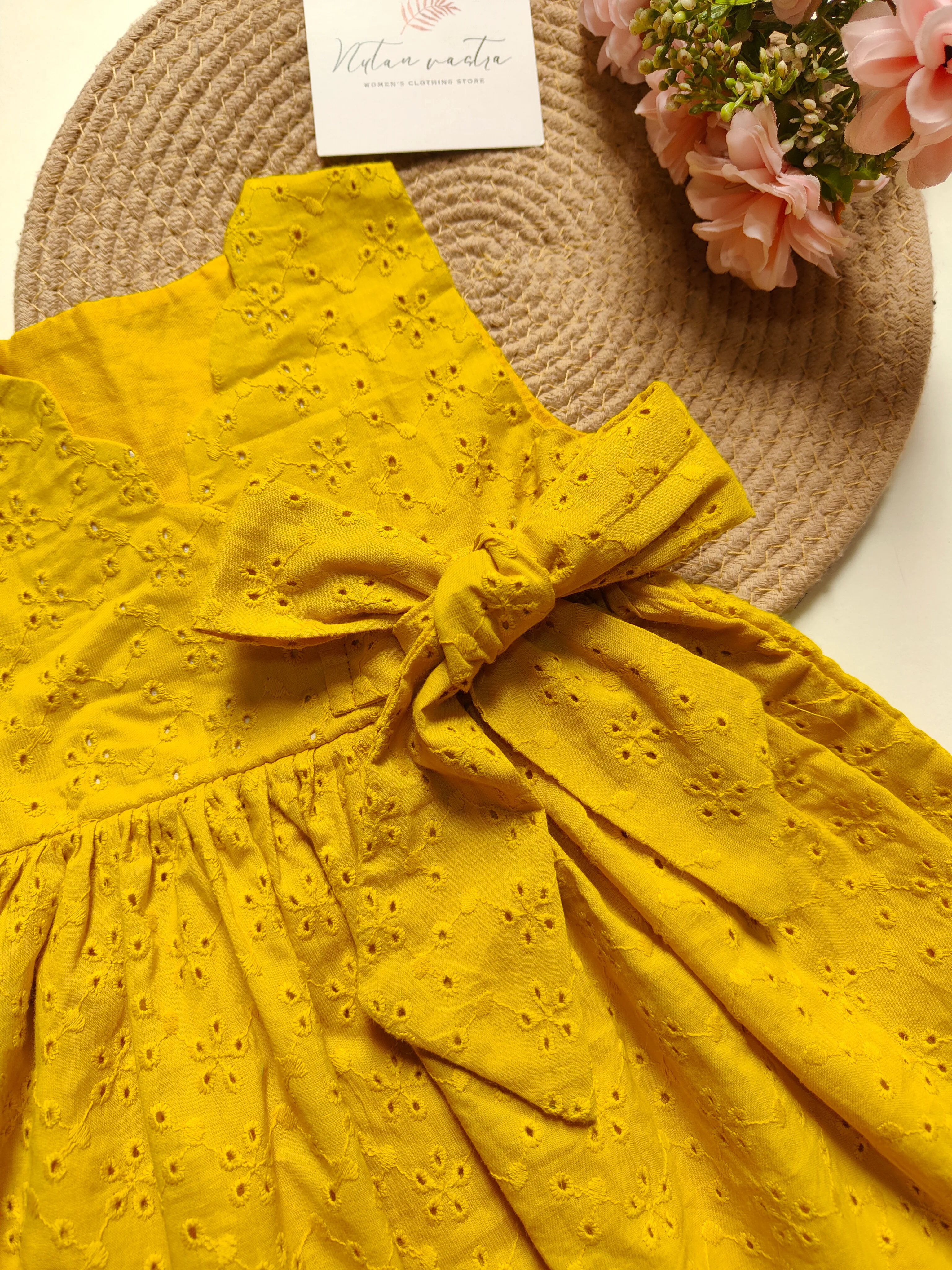Mustard hakoba Girls frock - Image 3
